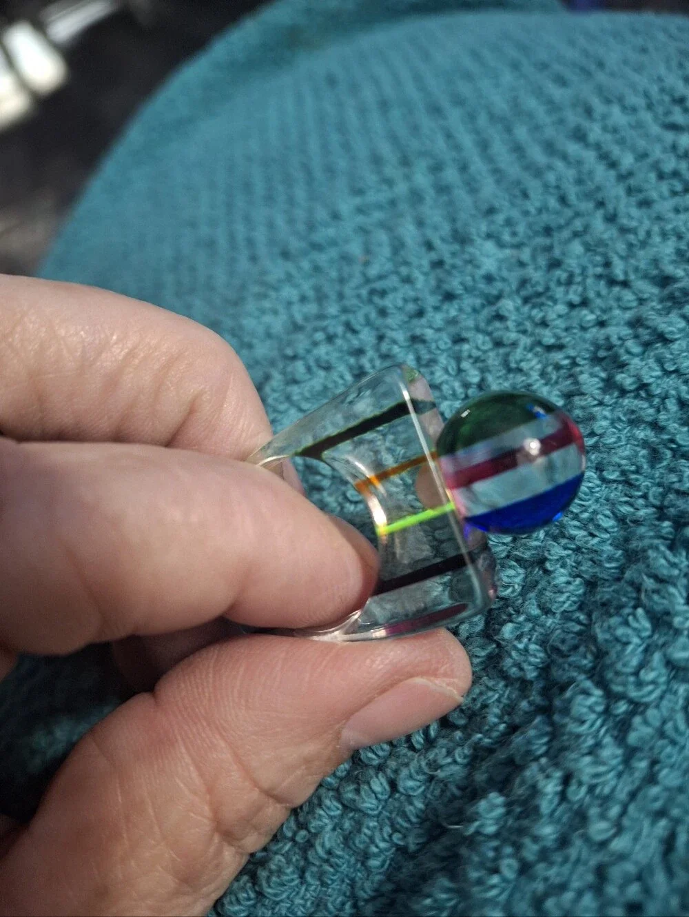 Colorful Striped Lucite Statement Ring - Picture 4 of 4